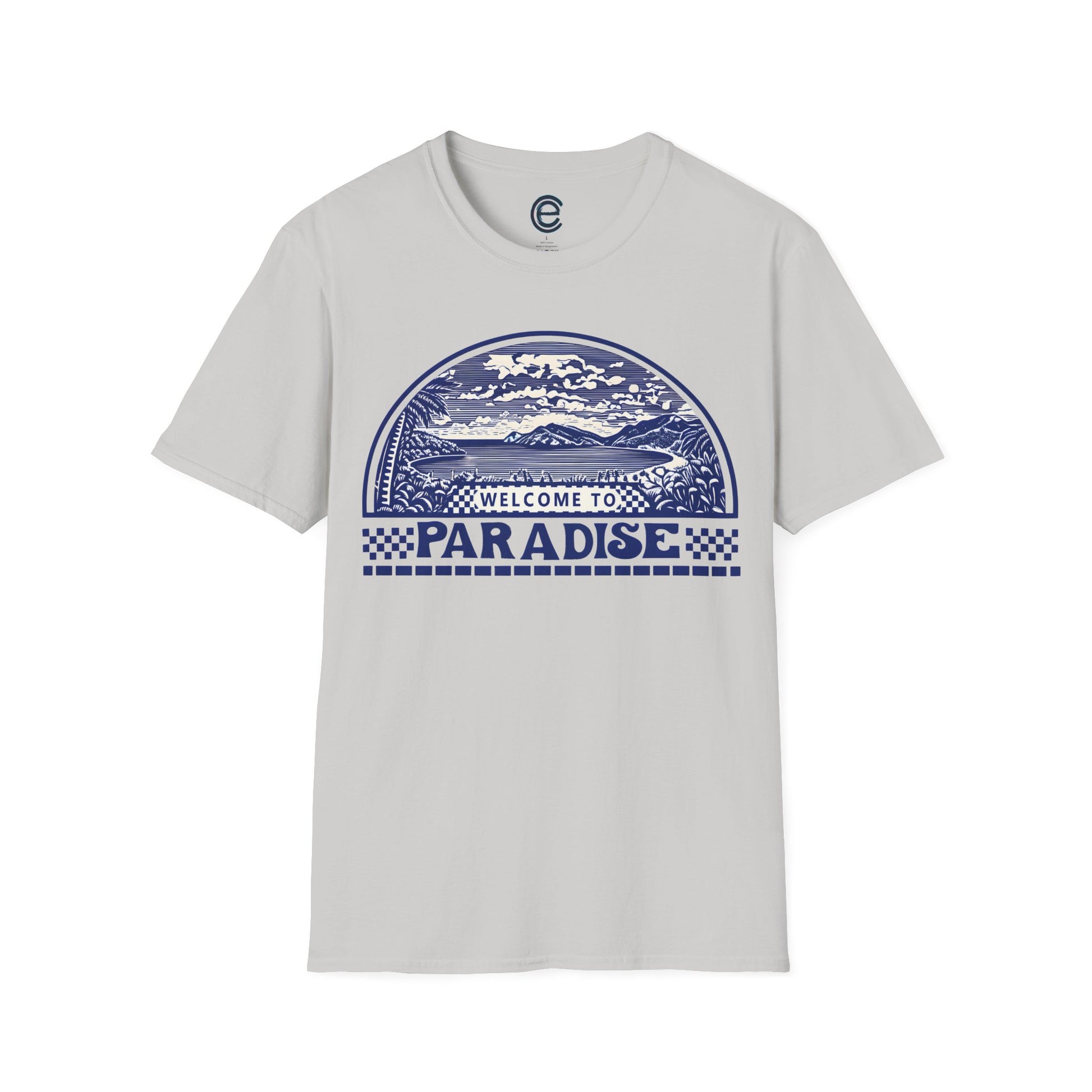 Welcome to Paradise - Ice Grey Graphic T-Shirt