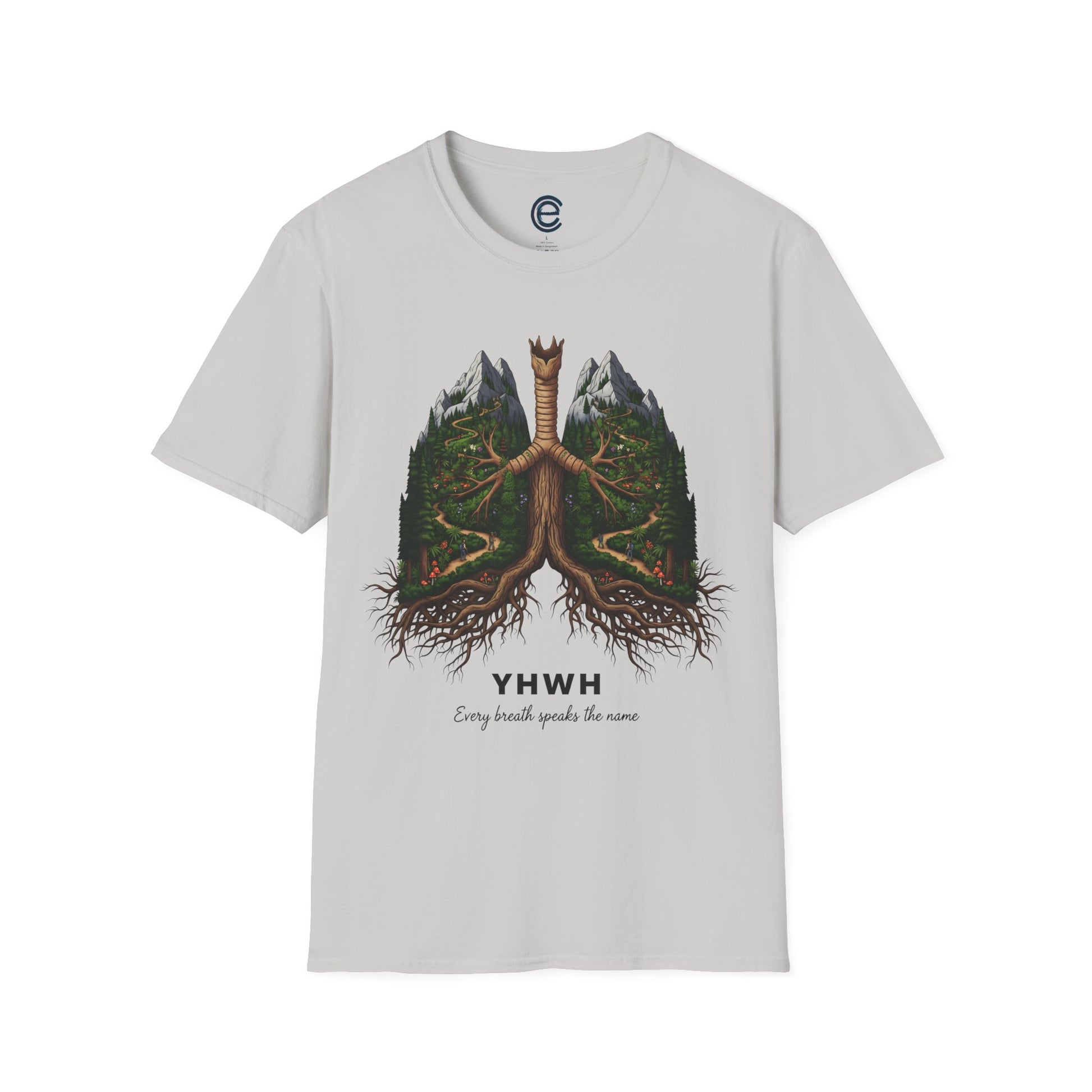 YHWH - Every Breath Connects Us All - Ice Grey Graphic T-Shirt