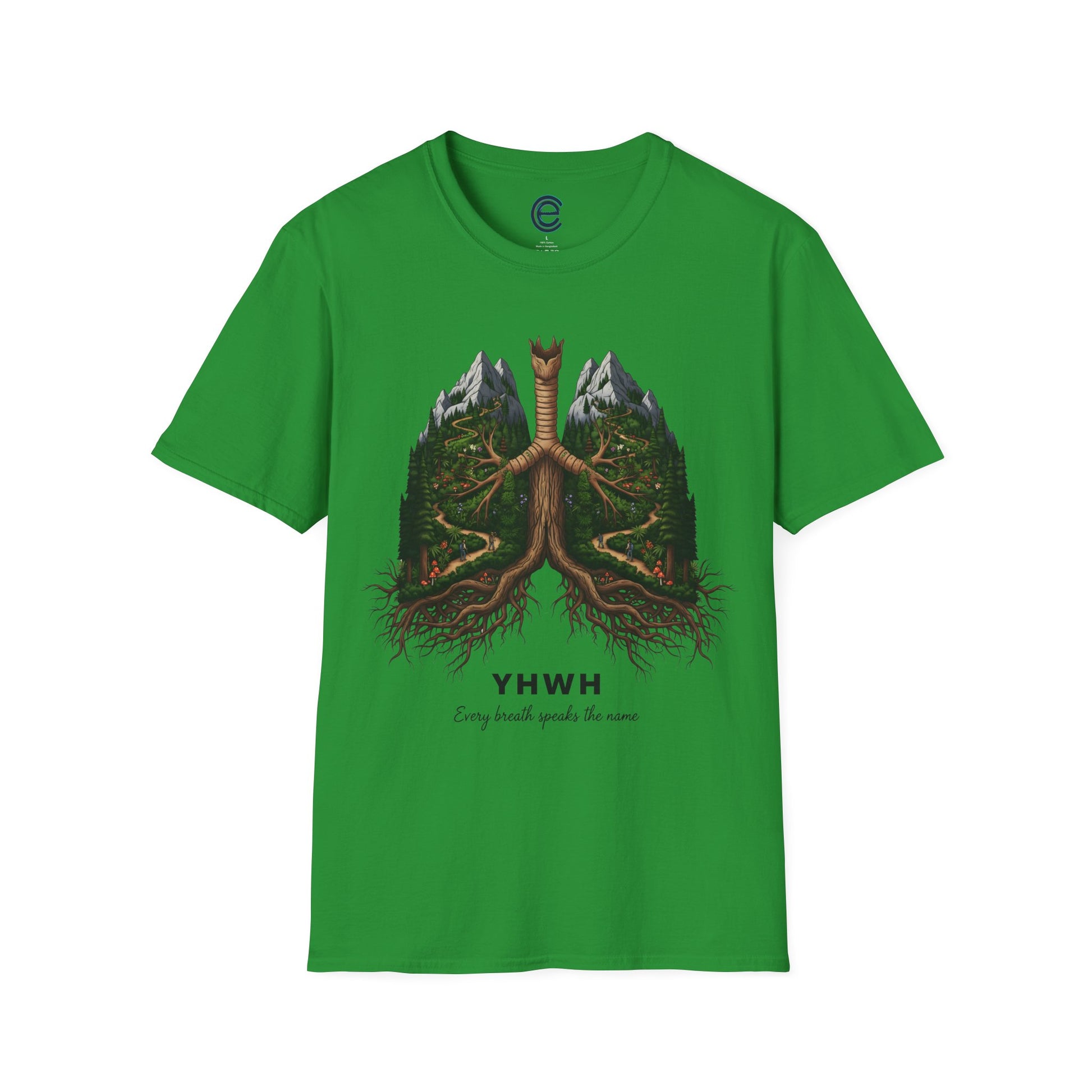 YHWH - Every Breath Connects Us All - Irish Green Graphic T-Shirt