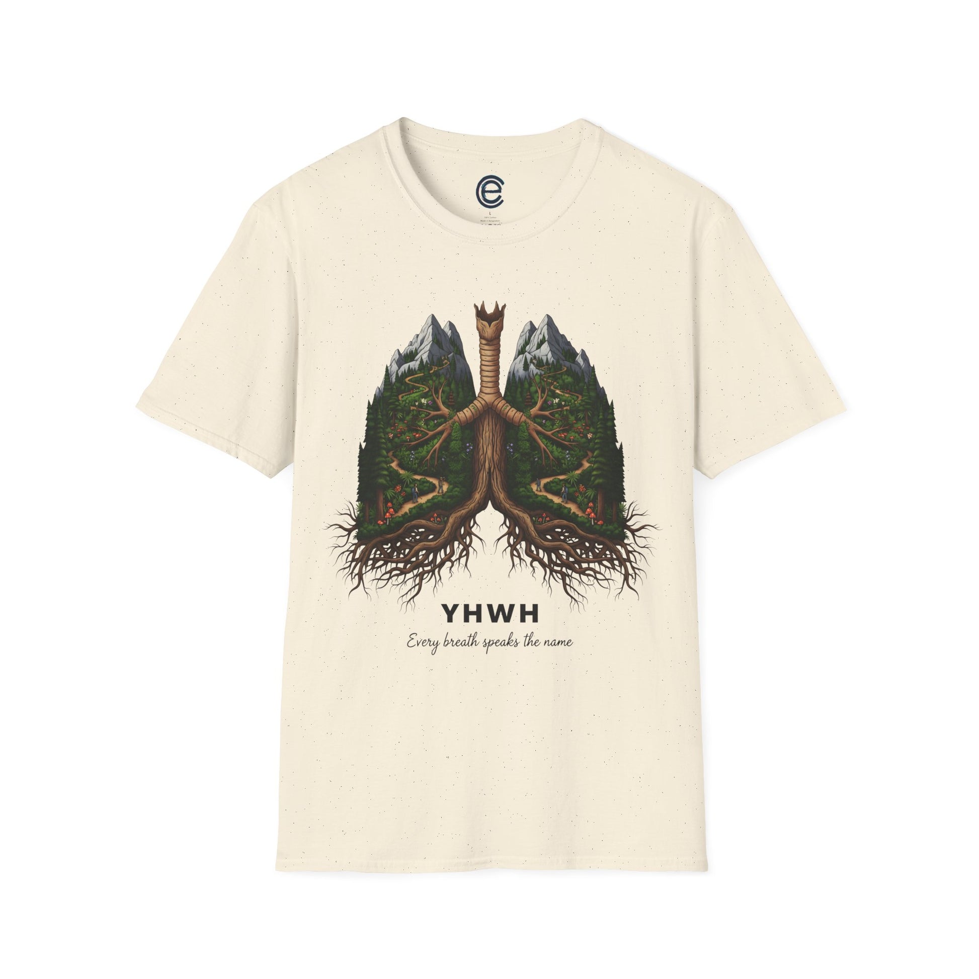 YHWH - Every Breath Connects Us All - Natural Graphic T-Shirt
