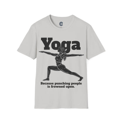 Yoga, Because... - Heather Irish Green Graphic T-Shirt
