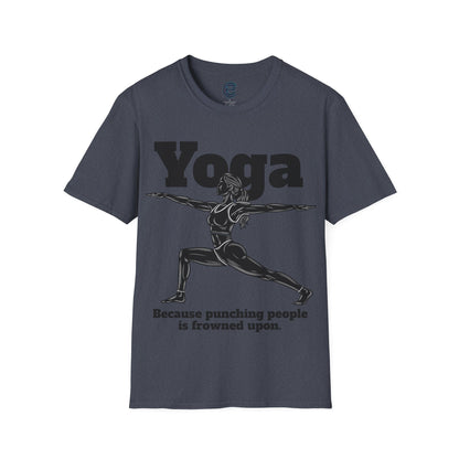 Yoga, Because... - Heather Red Graphic T-Shirt