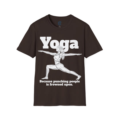 Yoga, Because... - Heather Royal Graphic T-Shirt