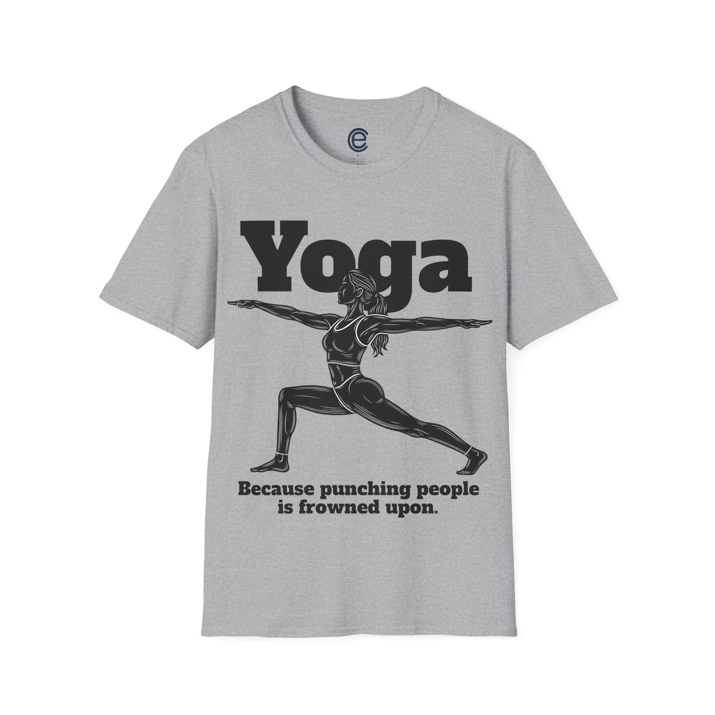 Yoga, Because... - Light Blue Graphic T-Shirt